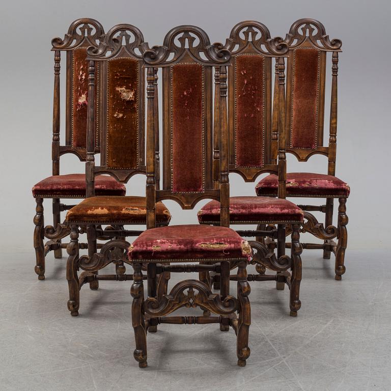 STOLAR, 5 st (4+1), barockstil samt barock, tidigt 1700-tal samt omkring år 1900.