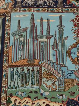 Matto, Old Tabriz figural, "The four seasons", ca 274 x 176 cm.