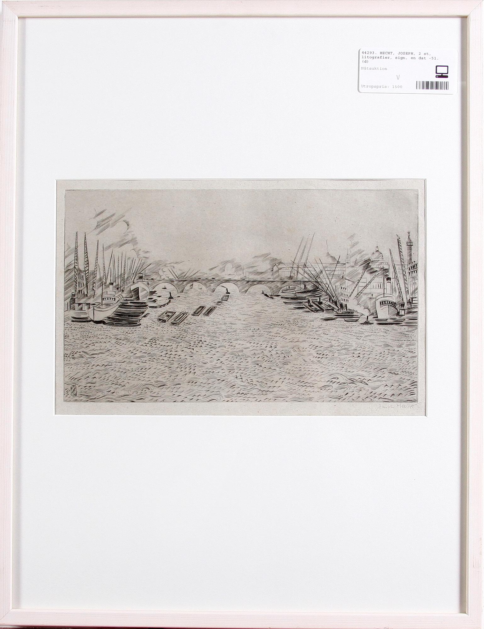 HECHT, JOSEPH, litografier, 2 st, sign, en dat -51.