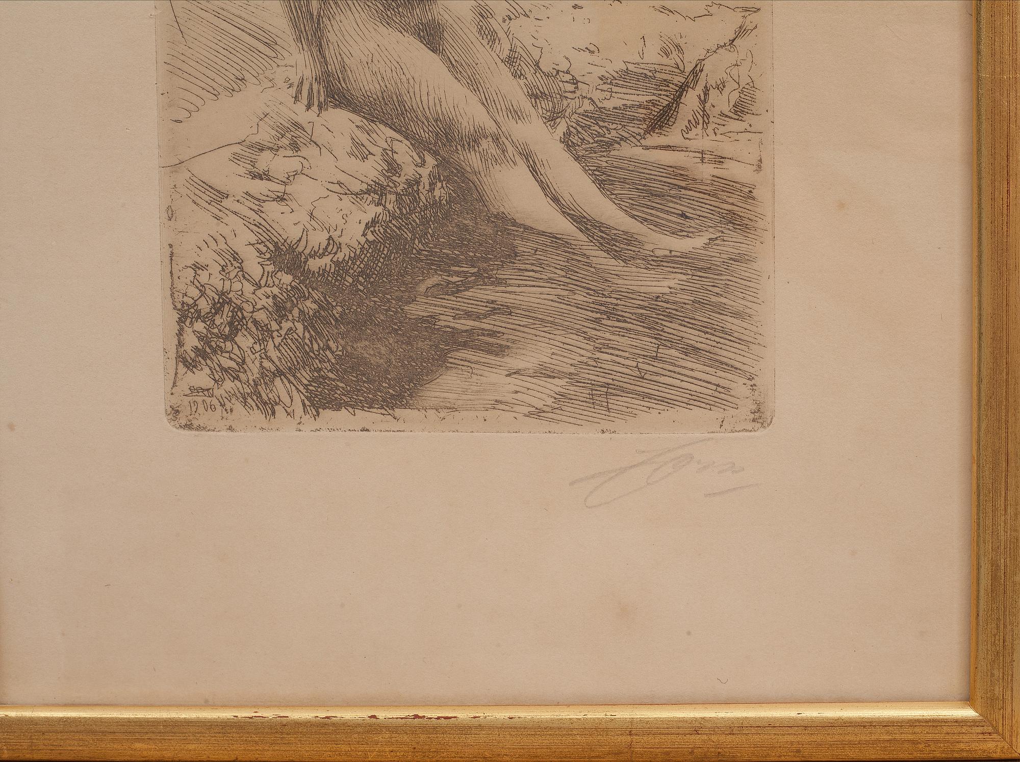 ANDERS ZORN, etsning, signerad i blyerts, signerad och daterad 1906 i plåten.