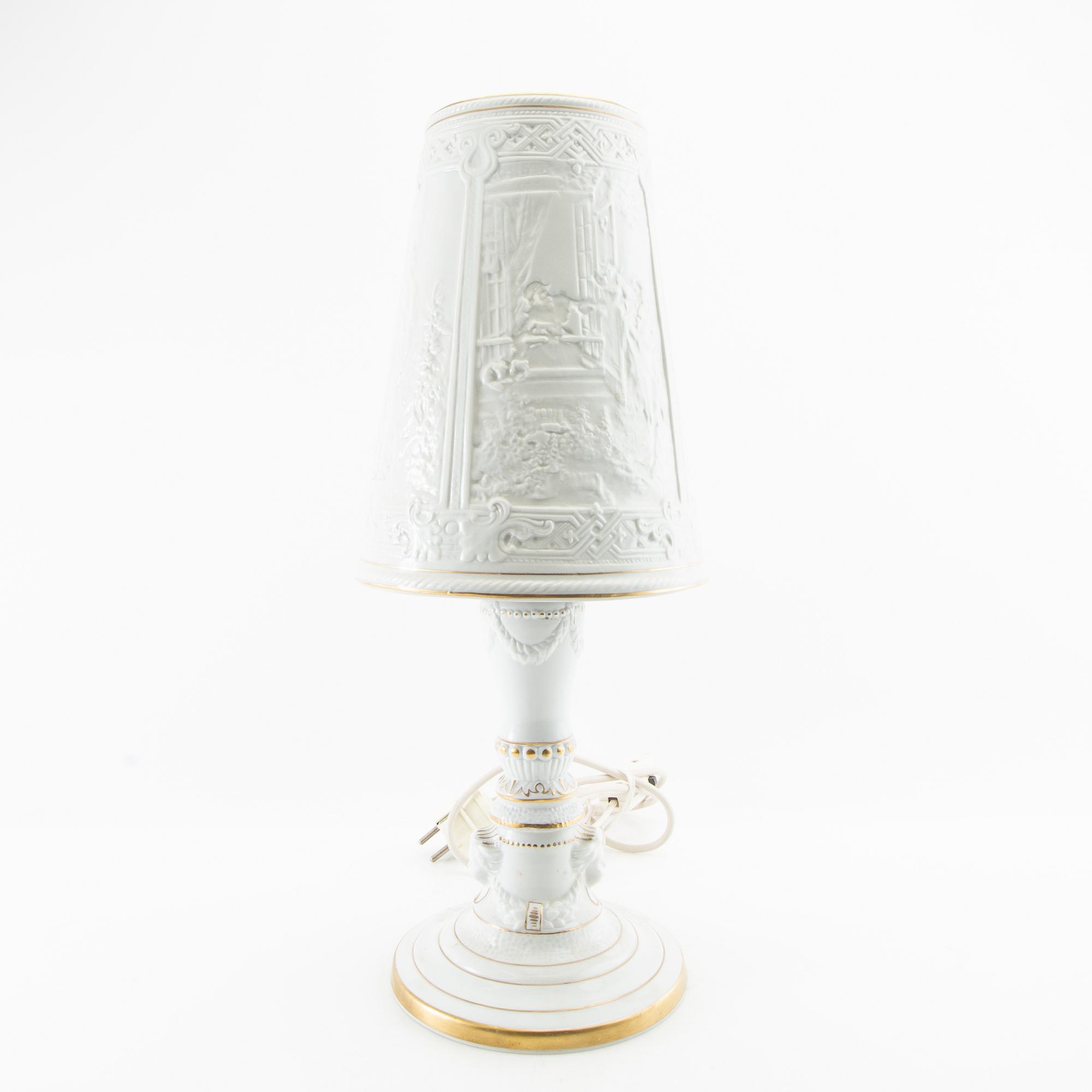 Table lamp Plaue Germany first half/mid 20th century porcelain.