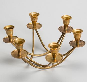 LJUSSTAKE/KANDELABER, mässing, 1900-talets mitt/andra hälft.