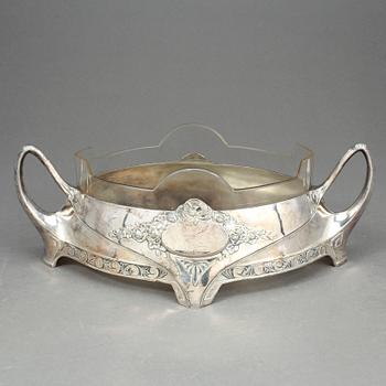 JARDINIERE, jugend, nysilver, tidigt 1900-tal.
