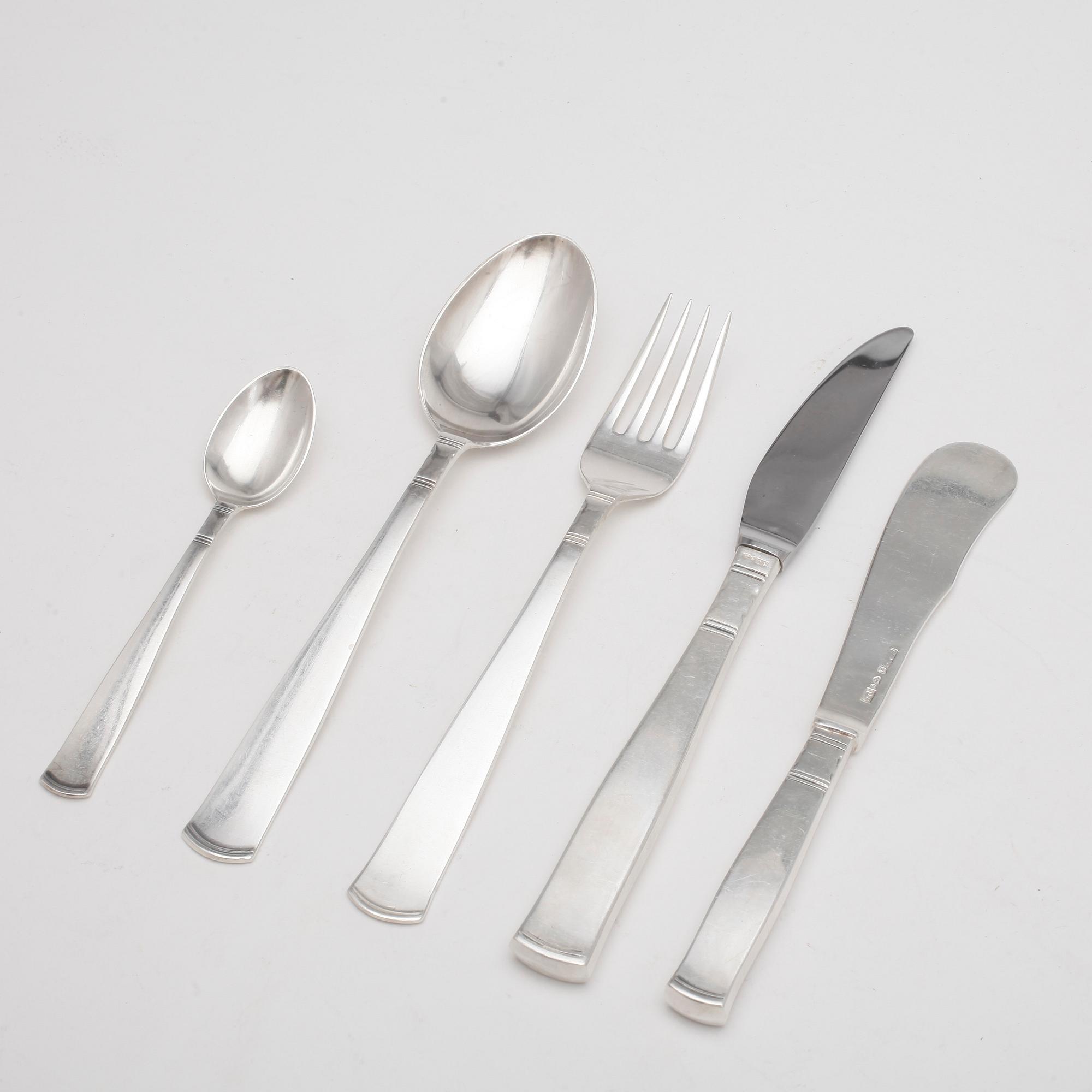 BESTICKSERVIS, 52 delar, silver, Rosenholm, GAB, mest 1964-65. Tot ca 1954 gram.