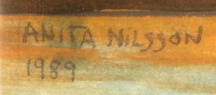 Anita Nilsson Billgren, tempera on paper signed and dated 1989.
