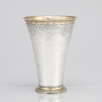 A Swedish parcel-gilt silver beaker, mark of Bengt Collin, Uppsala (1699-1755).