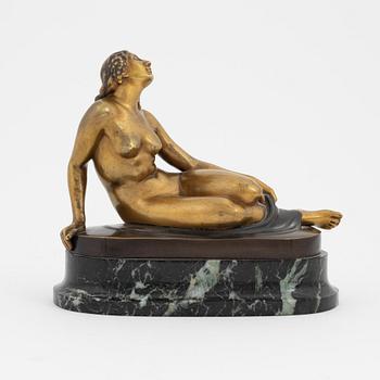 Gerhard Schliepstein, skulptur, guldpatinerad brons, signerad G. Schliepstein.
