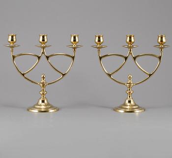 KANDELABRAR, ett par, mässing, Skultuna, No 10, 1900-talets andra hälft.