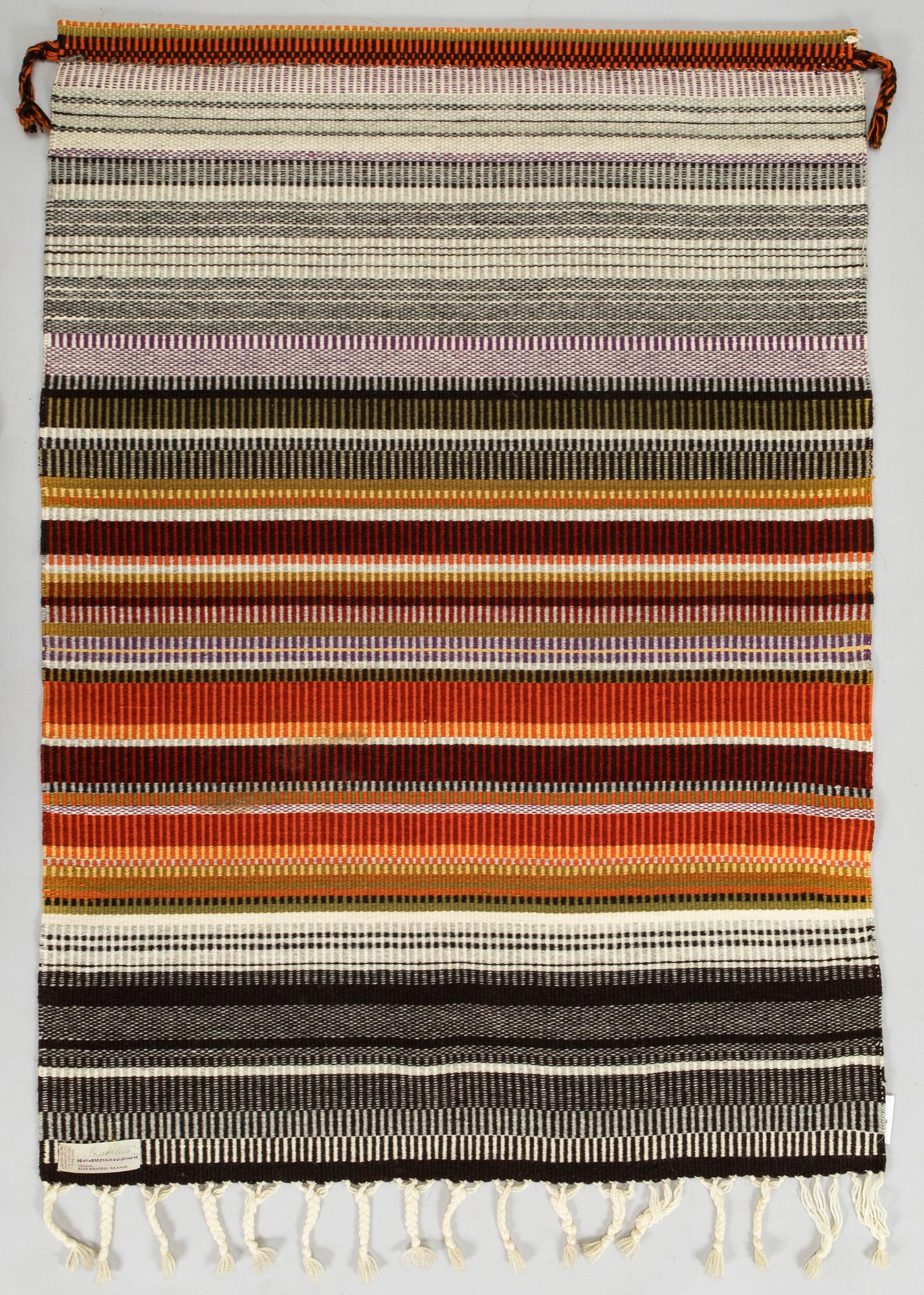 Elsa Montell-Saanio, rana / väggbonad, "Lägereld" Finland. Ca 120 x 88 cm.