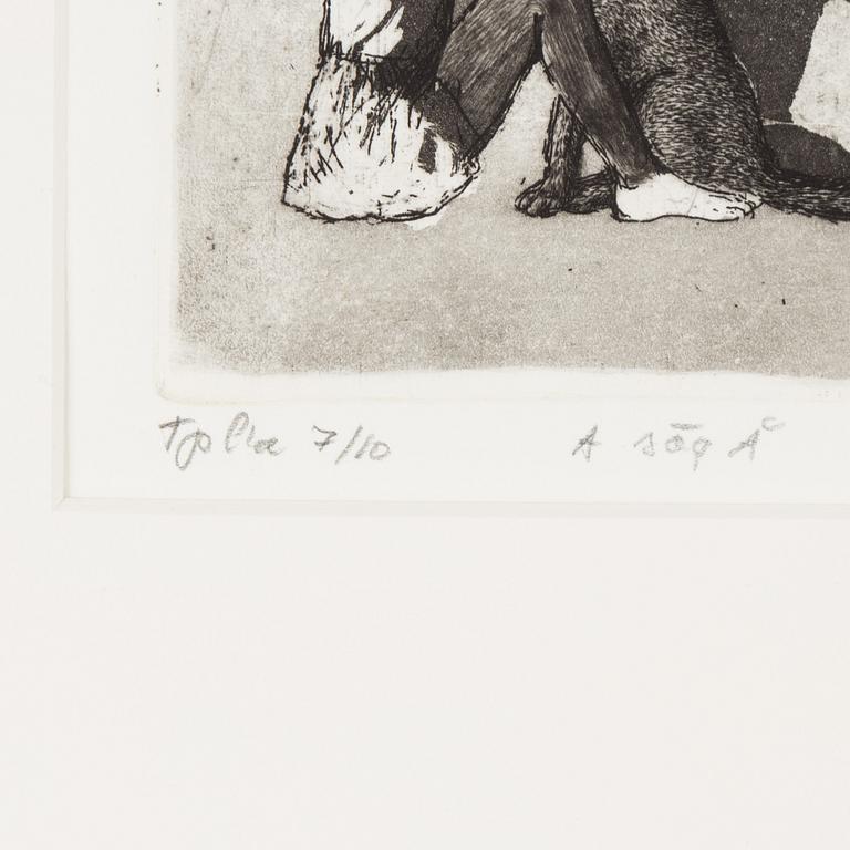 Outi Heiskanen, etching, signed and dated -80, Tpl'a 7/10.