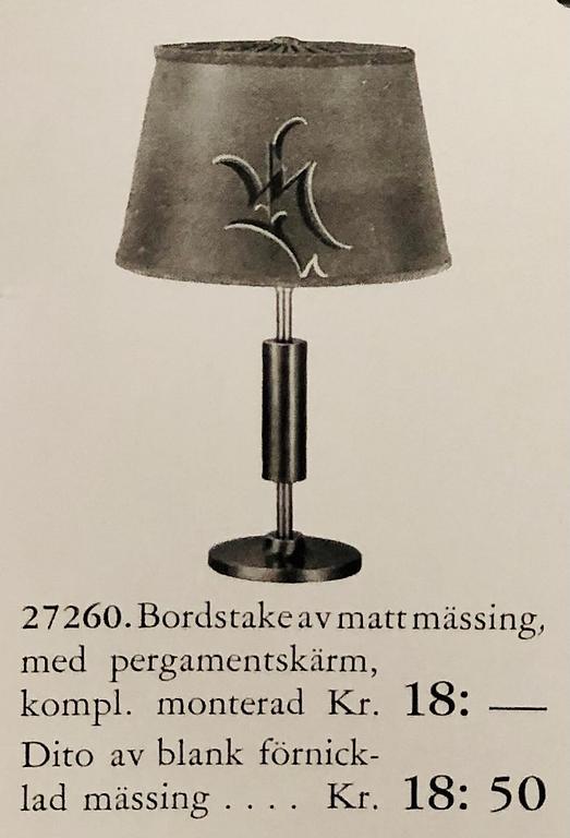 Erik Tidstrand, a pair of table lamps, model "27260", Nordiska Kompaniet, 1920s-1930s.