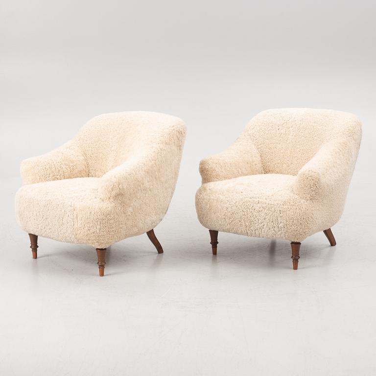 Armchairs, a pair, Swedish Modern, circa the mid-20th century.