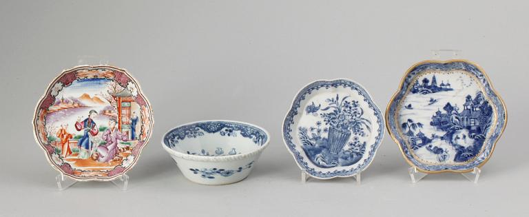 SKÅLFAT 3 st SAMT SKÅL, porslin, Qianlong, Kina 1700-tal.