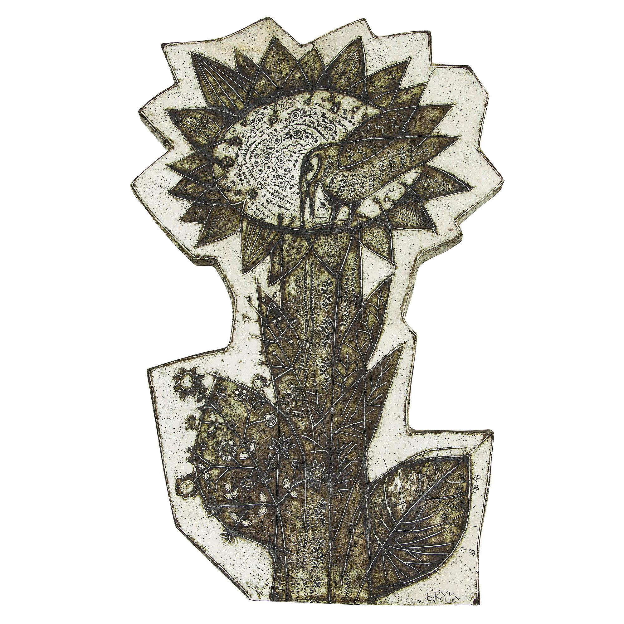 Rut Bryk, a stoneware wall relief, signed BRYK.