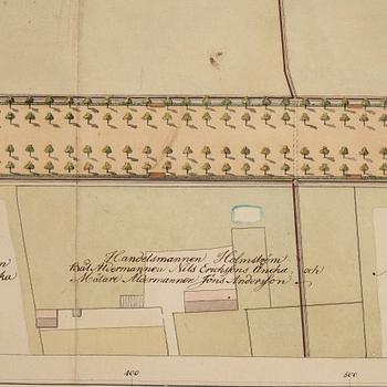 Carl Wilhelm Carlberg, ”Dessein til en tredubbel allée, projecterad at anläggas på Heden utom Drottnings-Porten i Götheborg”.