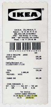 Virgil Abloh, matta "Kvitto", IKEA x Virgil Abloh, "MARKERAD" kollektion, ca 197 x 90 cm.