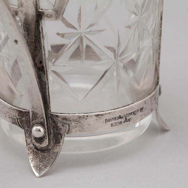 DAVID ANDERSEN, teglas, silver, Oslo omkring 1900, jugend.