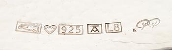 A silver tray marked Auran kultaseppä 1988, weight 1707 g.