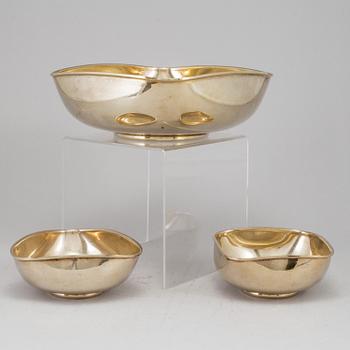 Three 20th century Mexican silver-gilt bowls.