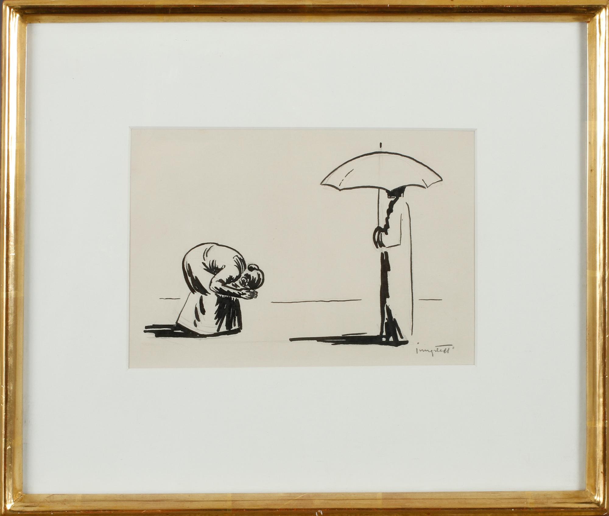 KURT JUNGSTEDT, tusch på papper, 7 st, delvis signerade.