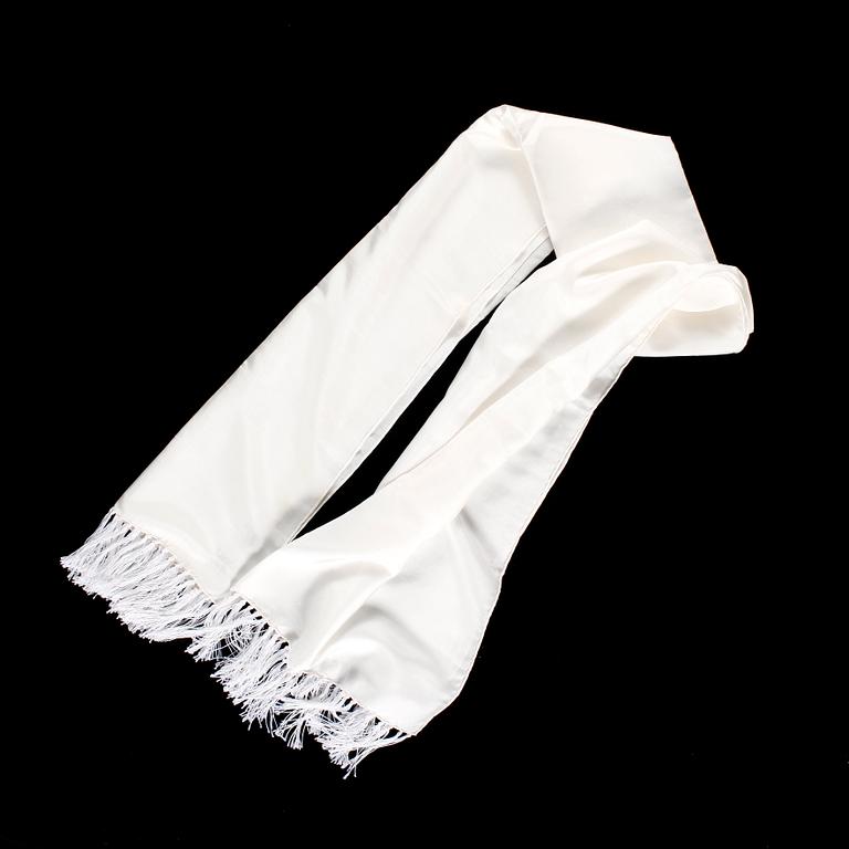 A white silk scarf by Laura Biagiotti.