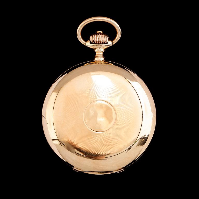 FICKUR, 14K guld, savonett, urverk märkt Longines, omkring år 1900.