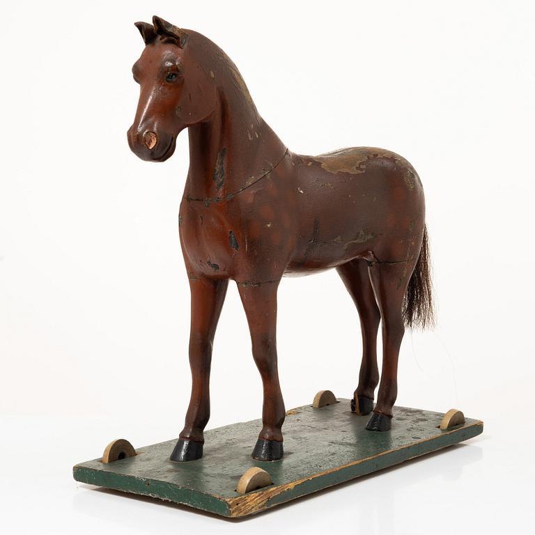 A toy horse, early 20th century.
