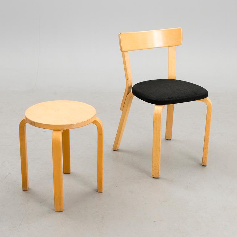 Model 69 Chair and E60 Stool by Artek.