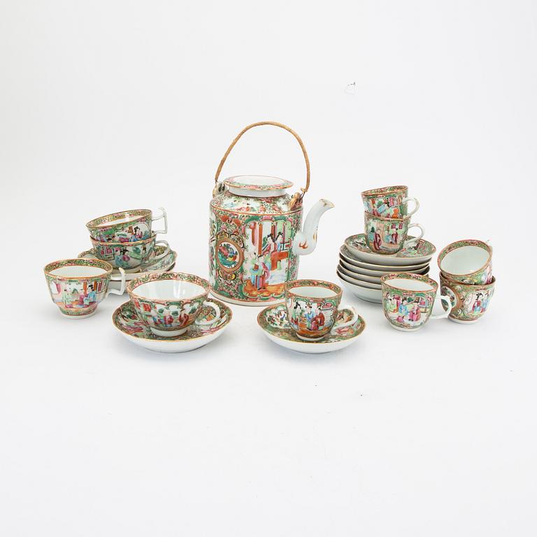 A late 19th century Kanton elven pcs porcelain tea service.