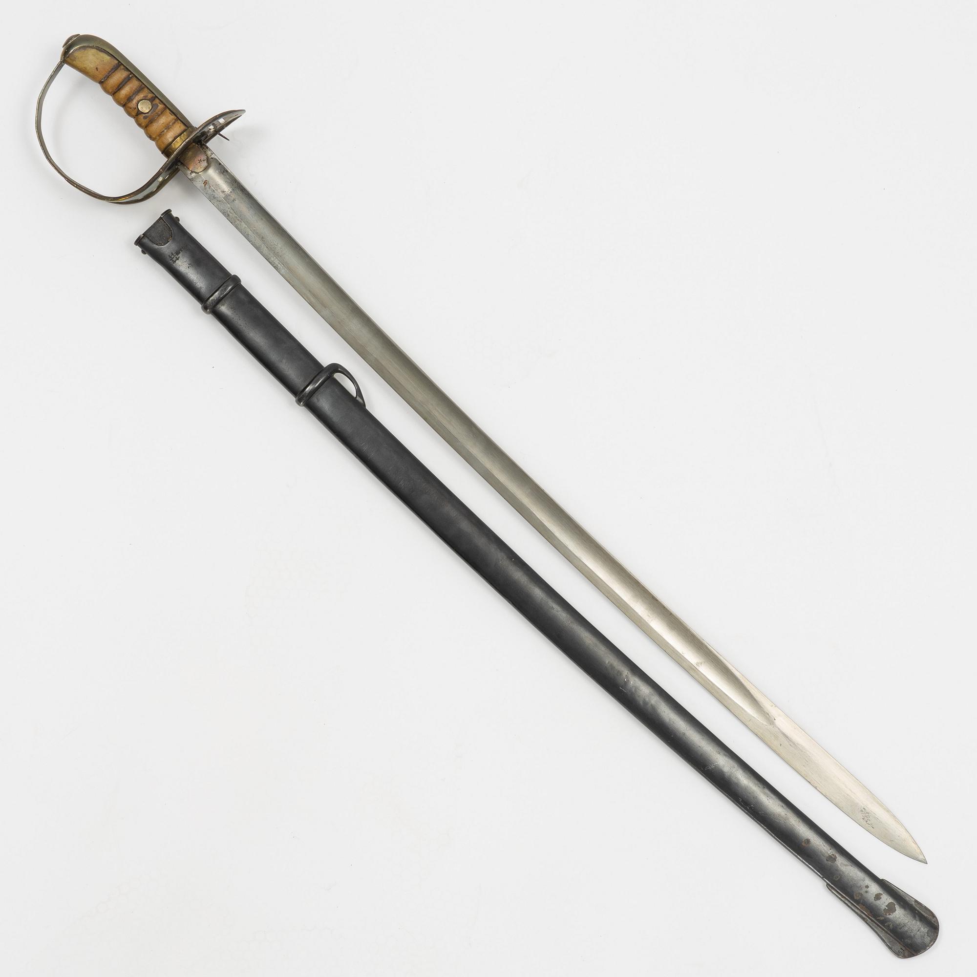 Swedish cavalry sabre 1867 pattern with scabbard.