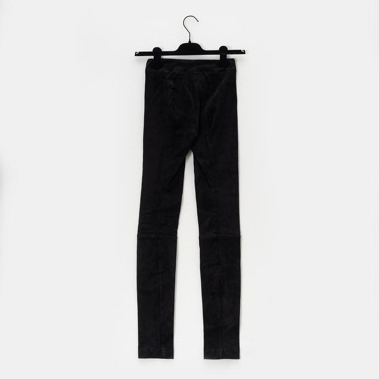 The Row, a pair of suede pants, size 0.