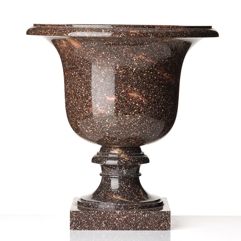 A Swedish early 19th century porphyry urn.