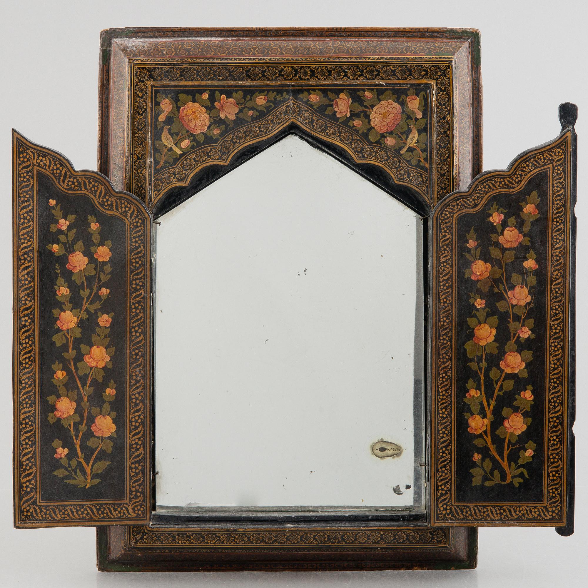 A Persian papier-maché mirror, first half of the 20th century.