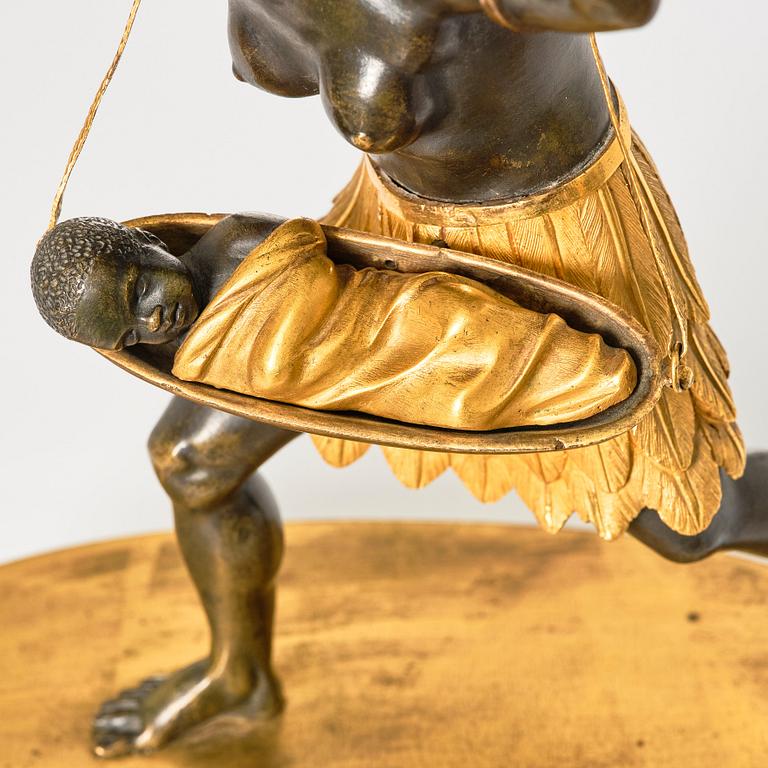 An Empire ormolu and patinated-bronze mantel clock 'La Nourrice Africaine', early 19th century.