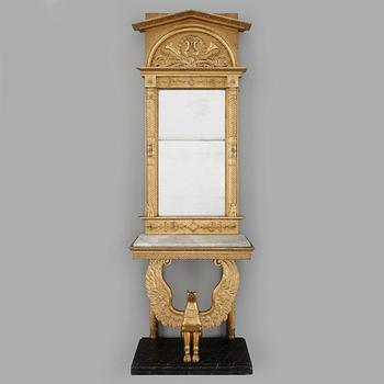 SPEGEL med KONSOLBORD, empire, 1800-talets början.