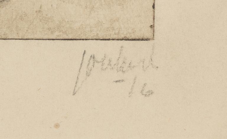 John Jon-And, kolorerad etsning, 1916, signerad 5/7.
