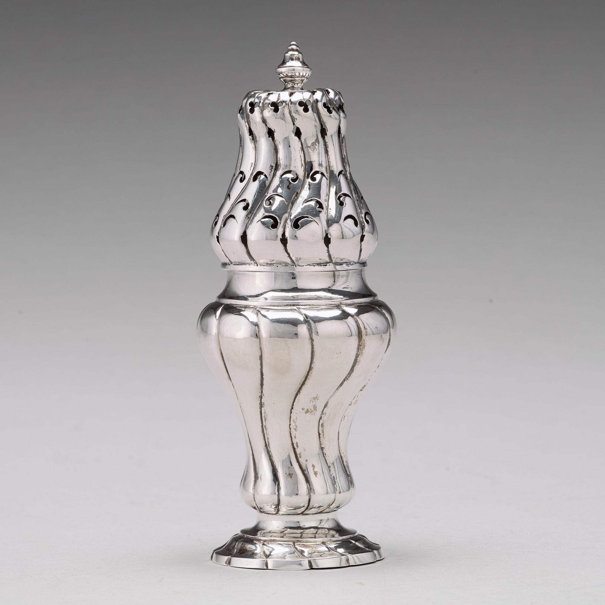 A Baltic 18th century sugar-caster, mark of Johan Diedrich Rehwald, Riga (1731-1781(-93)).