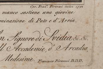 FRANCESCO PIRANESI, 2 st kopparstick, 1700-talets slut.