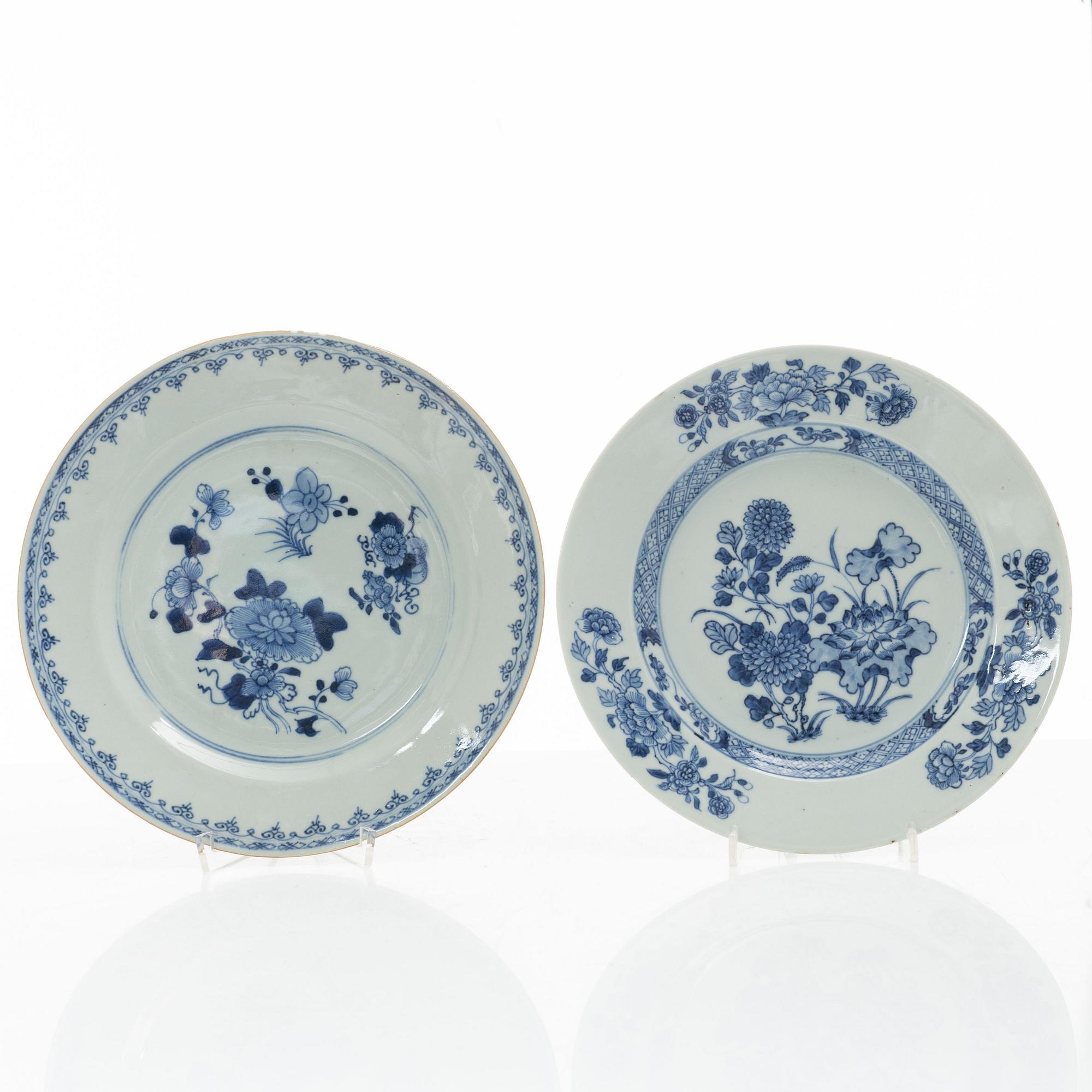 Tallrikar, 14 st, porslin, Kina, 1700-1800-tal.