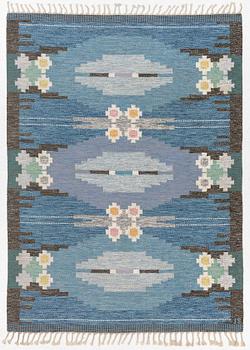 Ingegerd Silow, rug, red ground, "Örbyhus", signed IS, composed in 1970, approx. 225 x 165 cm.