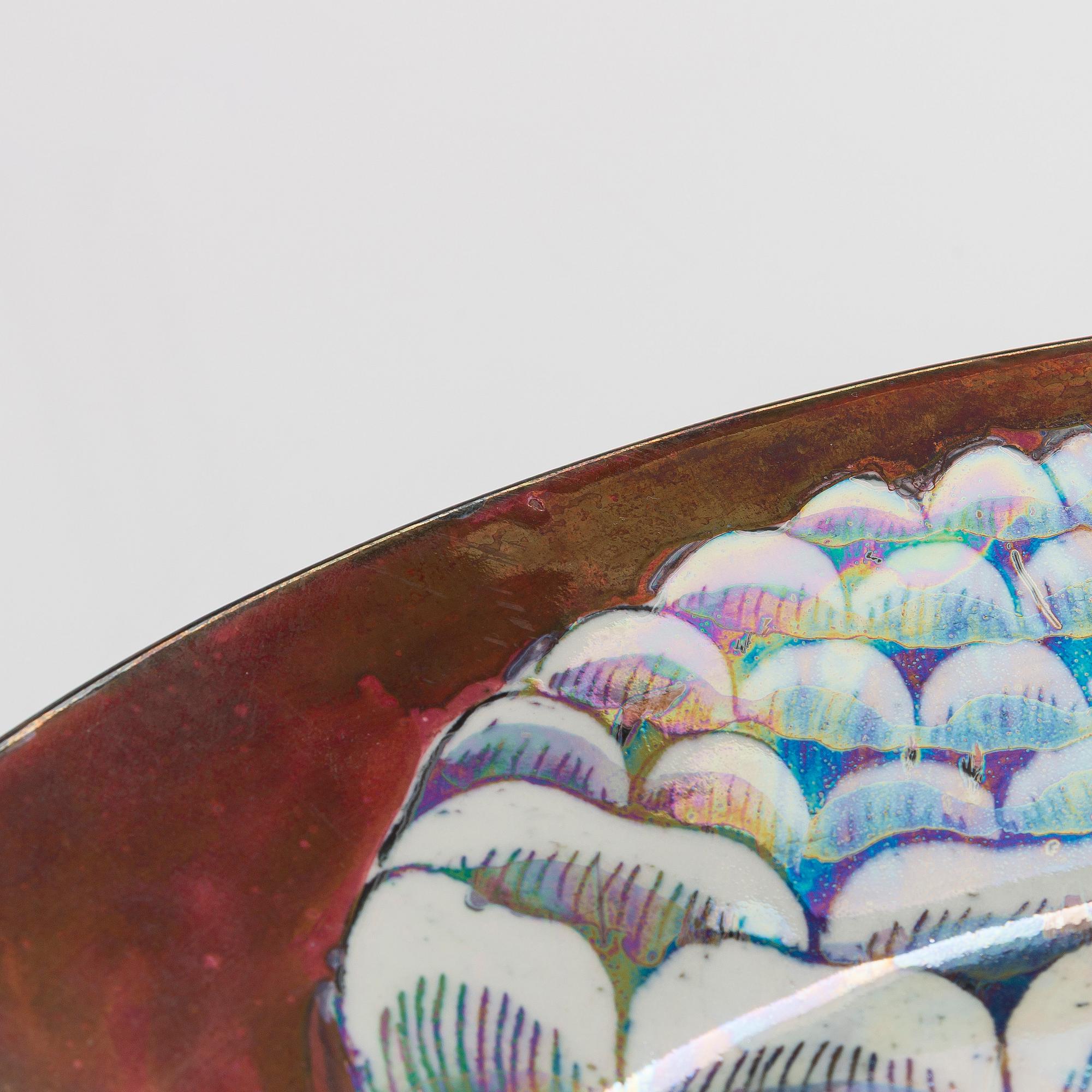 Birger Kaipiainen, a decorative stoneware dish, signed Kaipiainen, Arabia.