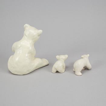 Vicke Lindstrand, Upsala-Ekeby, et al, three earthenware polar bears.