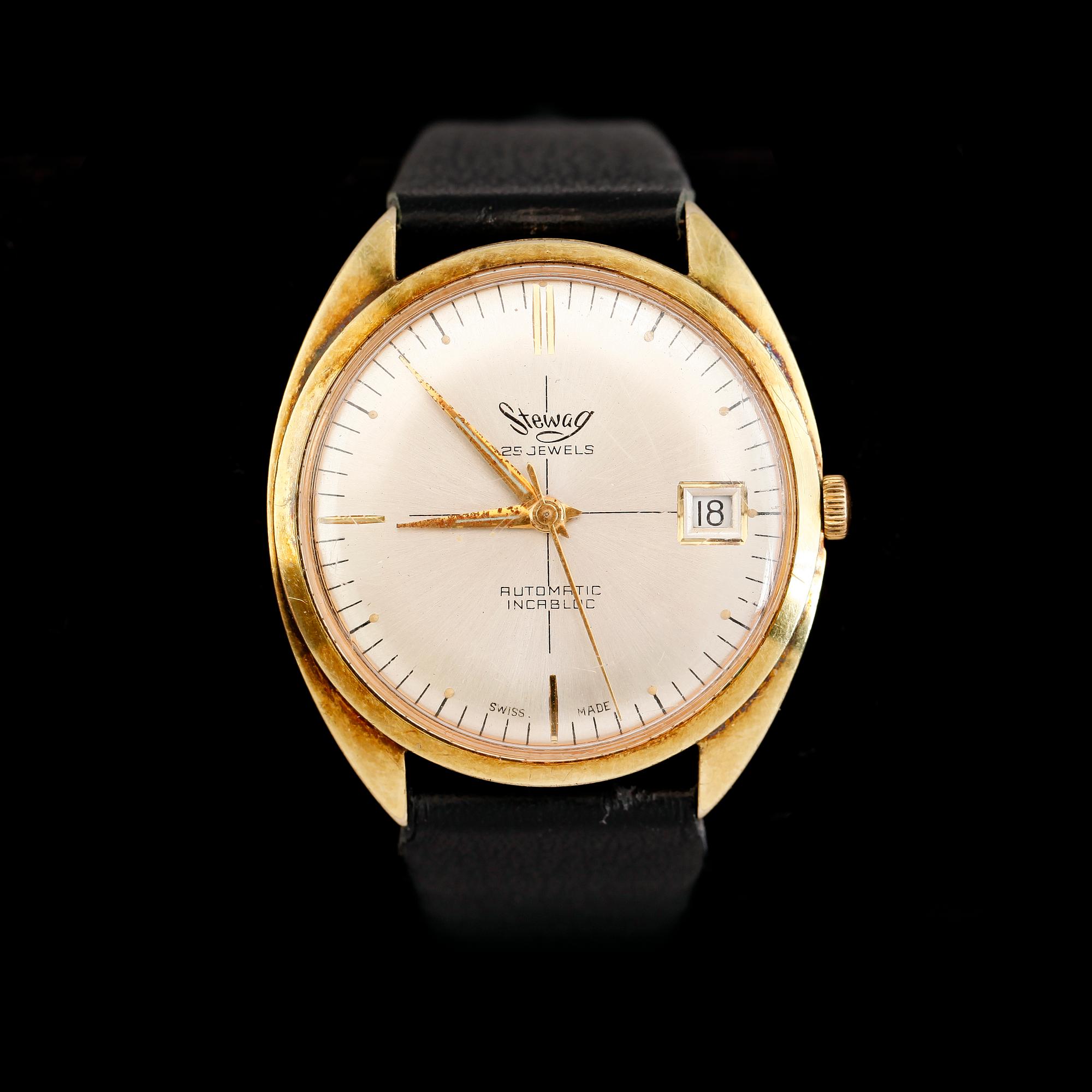 ARMBANDSUR, guld på stål, Stewag.