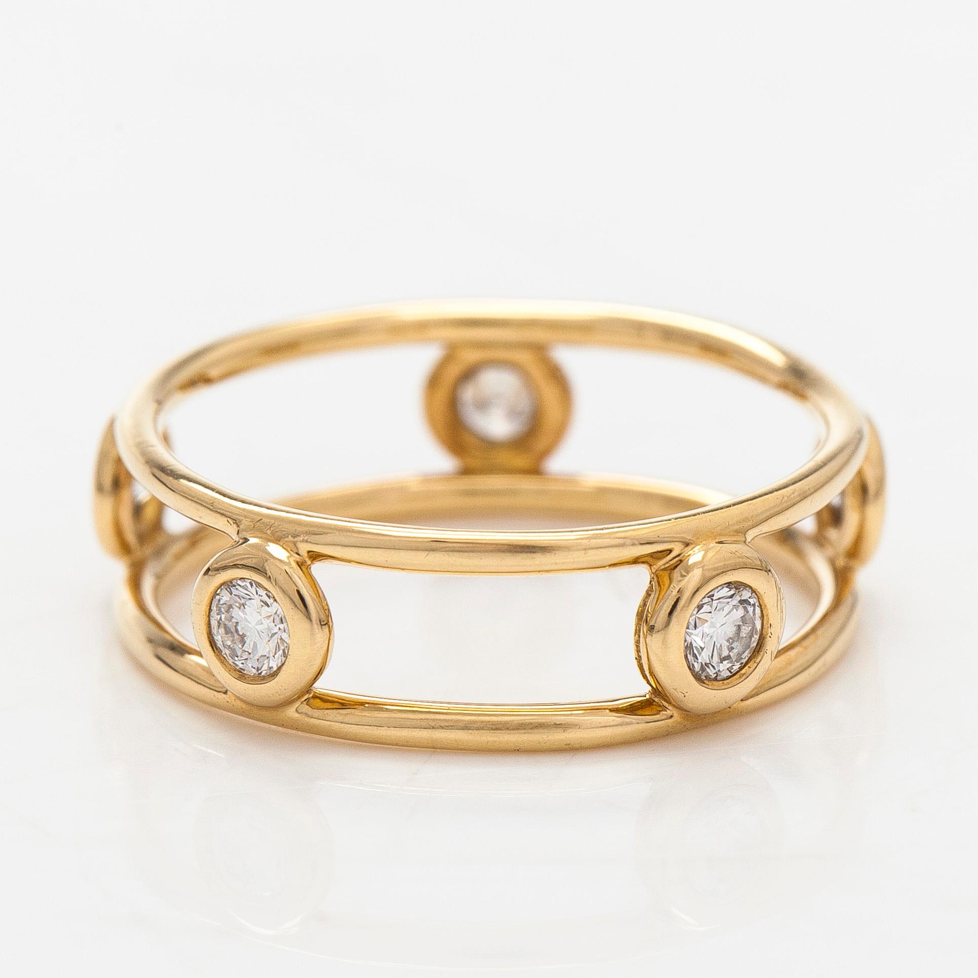 Tiffany & Co, Elsa Peretti, ring, "Diamonds by The Yard", 18K guld och briljantslipade diamanter.
