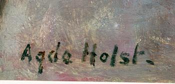 AGDA HOLST, olja på pannå, sign.