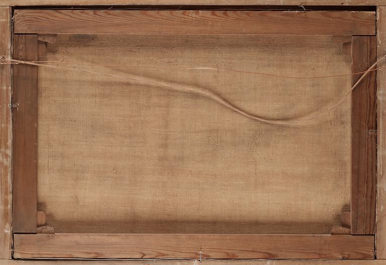 Carl Johan Fahlcrantz, Vidsträckt landskap med vattenfall, boskap och kyrka i fonden.