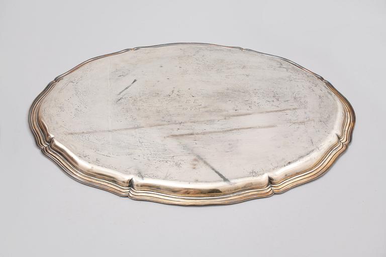 STEKHUV samt BRICKA, pläter, sent 1800-tal/1900-talets första hälft.