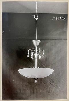 Edward Hald, & Erik Tidstrand, a ceiling lamp, Orrefors & Nordiska Kompaniet, 1920s-30s.