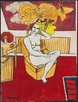 Beverloo Corneille, mixed media on print, signed Corneille and dated -88.