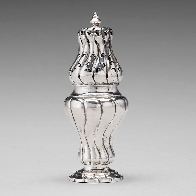 A Baltic 18th century sugar-caster, mark of Johan Diedrich Rehwald, Riga (1731-1781(-93)).